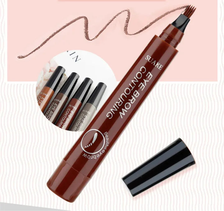 4-Fork Tip Waterproof Eyebrow Pen